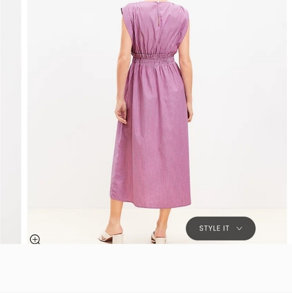 Loft Striped Poplin Midi dress - Picture 3 of 4